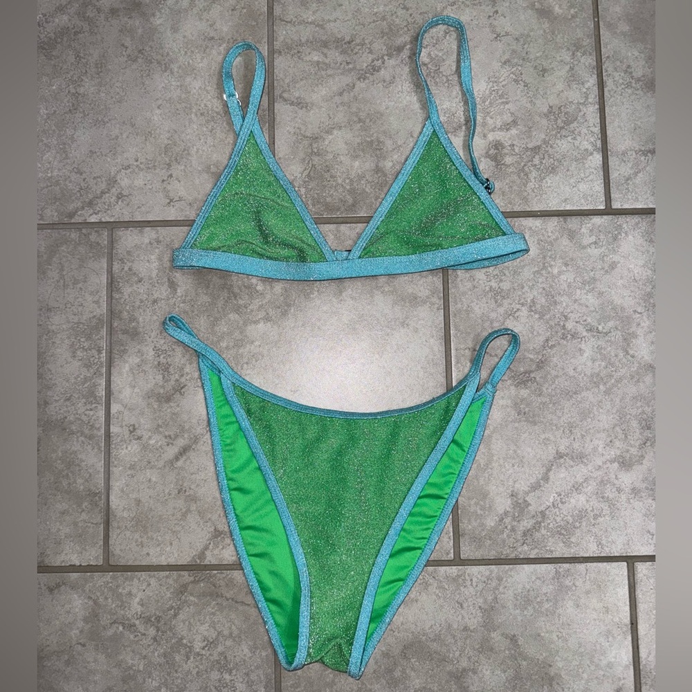 FOREVER 21 Green & Blue Lurex Bikini
